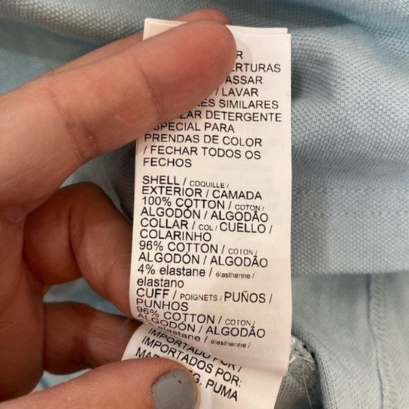 Puma Men Blue White Striped Collared Button Down Polo Short Sleeve Shirt Size XL - Picture 9 of 11